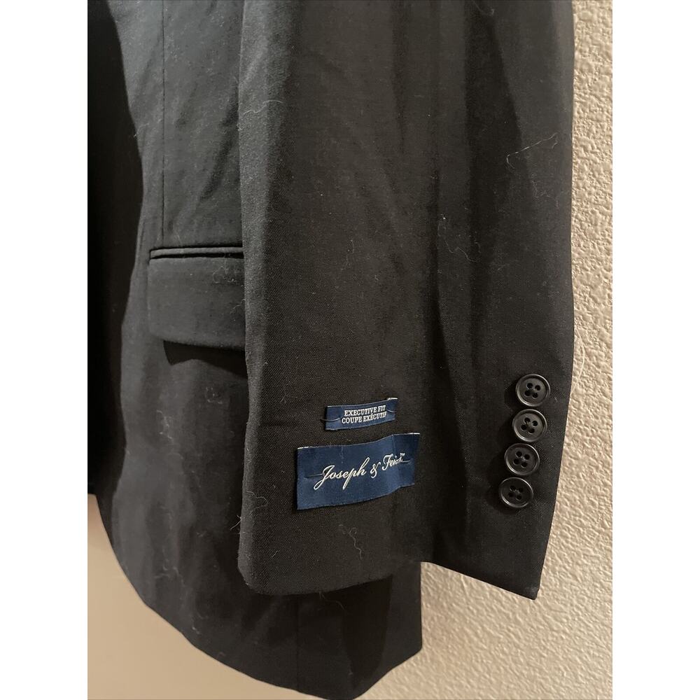 Joseph & Feiss Mens Solid Black Blazer Executive Fit Wool Size 44R - Picture 2 of 5